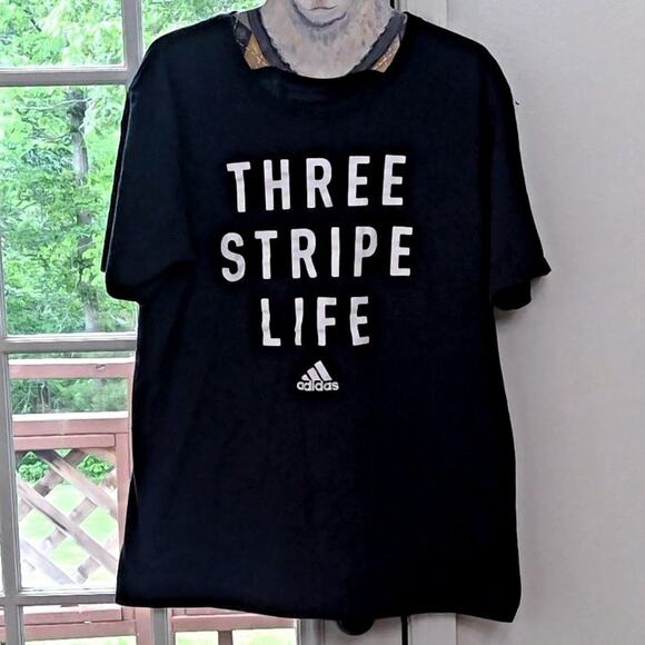 Adidas Men's T-Shirt Three Stripe Life Black Size Large Go To Tee - Picture 1 of 4